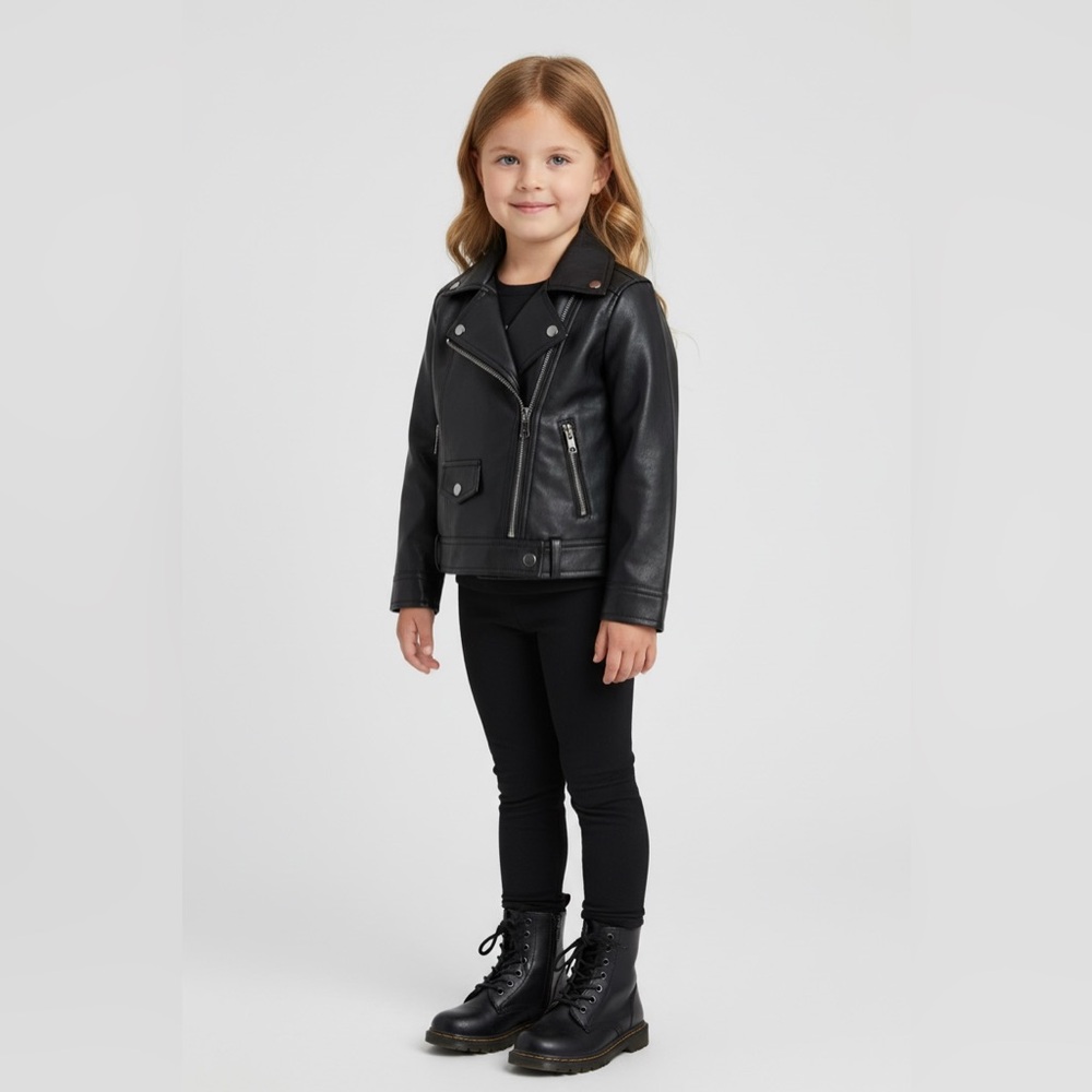 NEW Joe Fresh Size 3 Toddler Black Faux Leather Moto Jacket‎